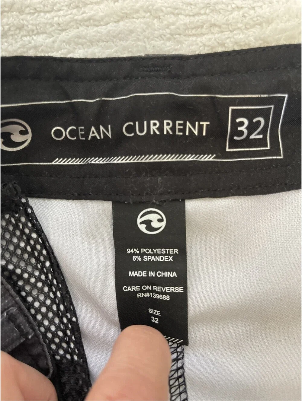 Ocean Current Men’s Charcoal Plaid Active Shorts Swim Shorts 32